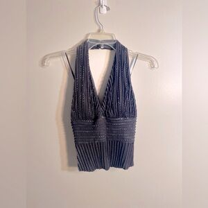 Cache Elegant Women’s Halter Top | Black with Black Beading | Size: 2
